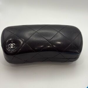 Chanel Sunglasses Case Black Matelasse Quilted Silver CC Logo